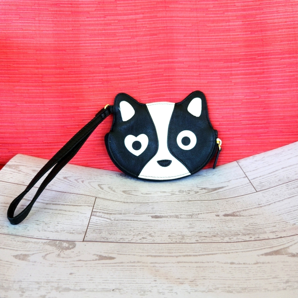 NWOT Betsey Johnson Black and White Dog Wristlet Wallet